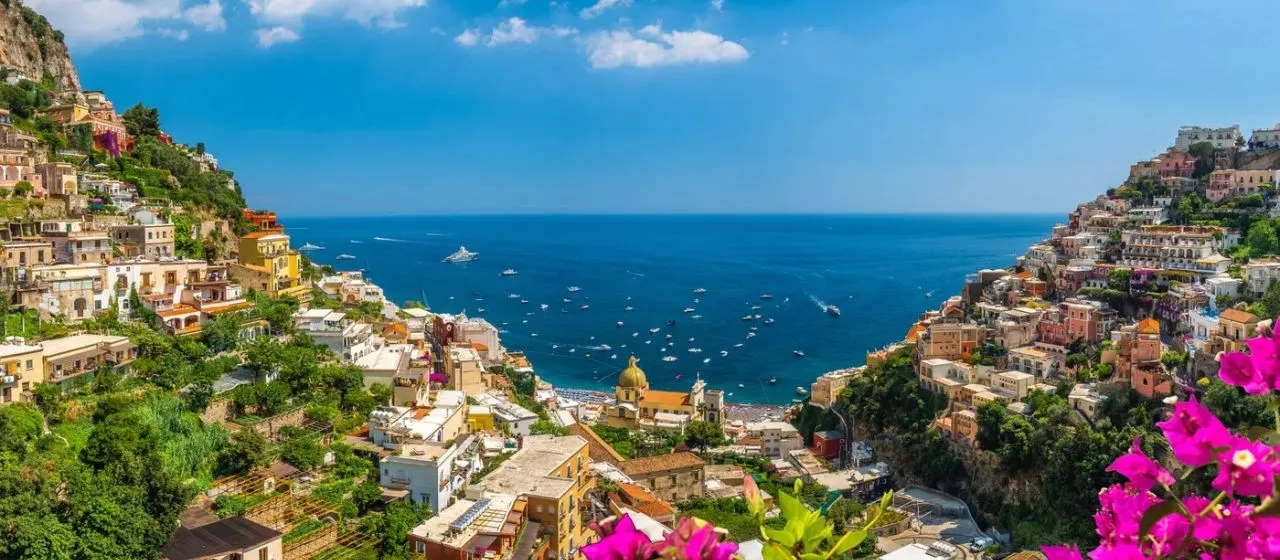 Beautiful coastal view of the Amalfi Coast in autumn