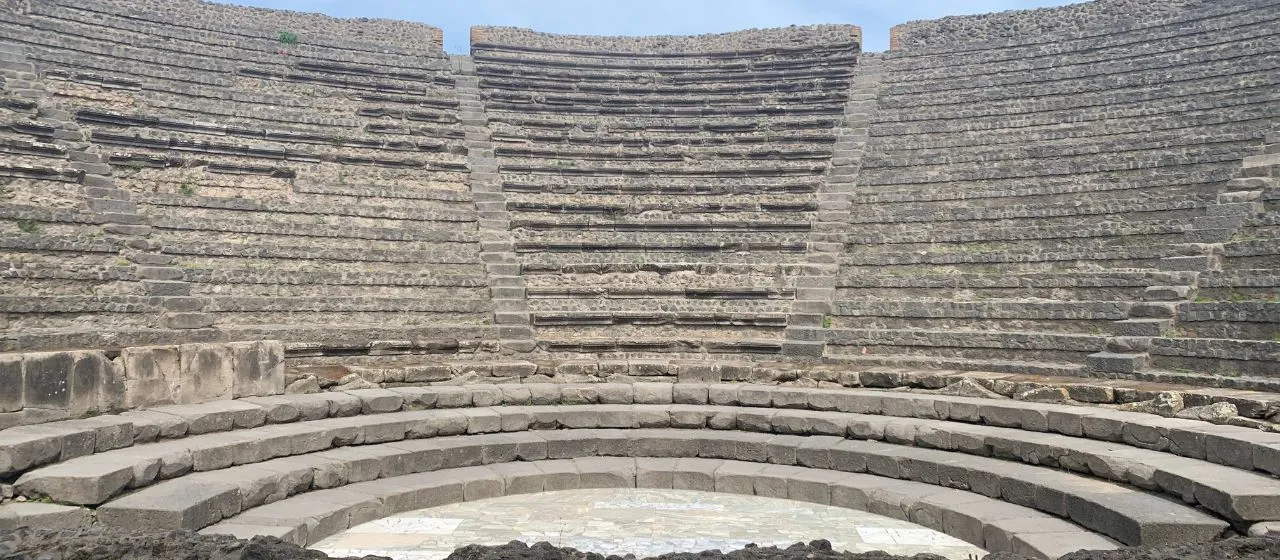 Atmospheric and quiet view of Pompeii ruins in November