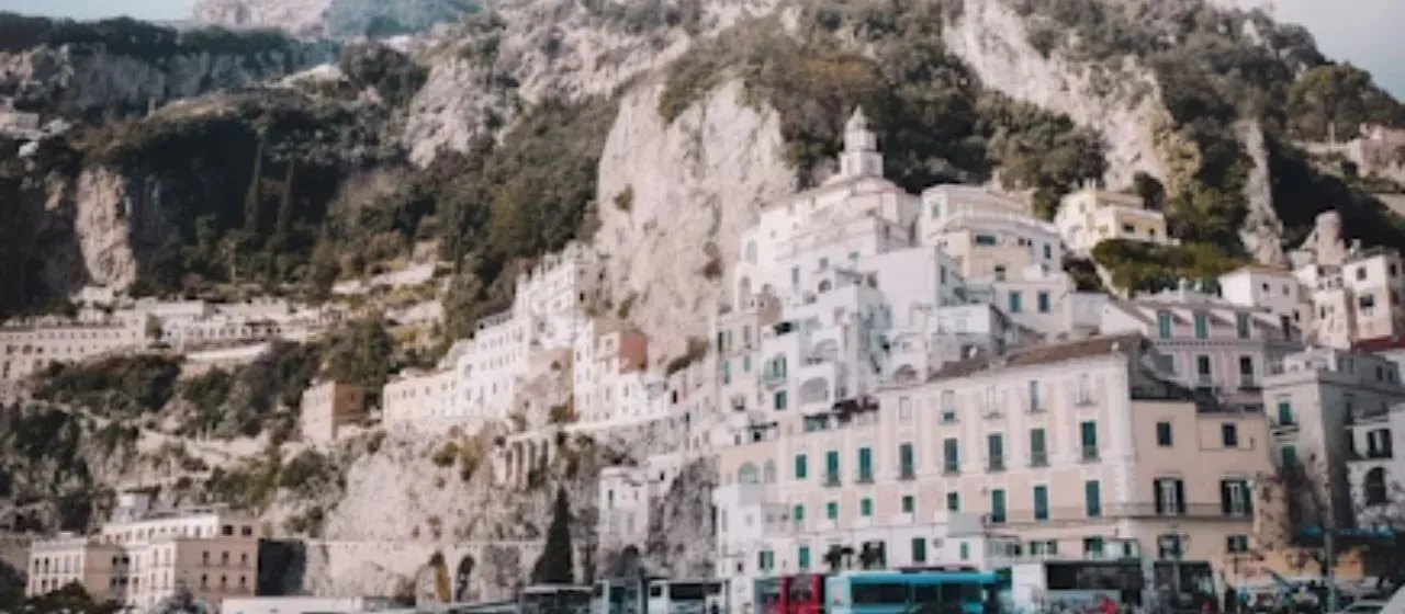 Atmospheric and festive winter view of Sorrento in December