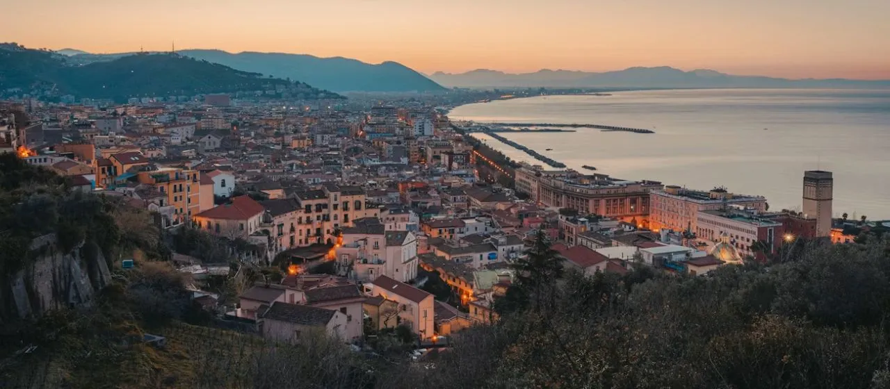Modern Zaha Hadid designed ferry terminal and port of Salerno